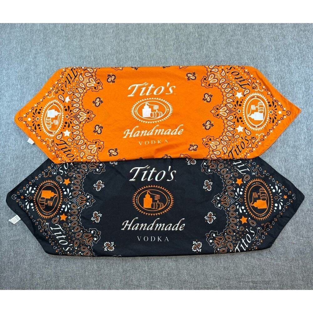 Vintage Tito’s Vodka Bandanas Lot Of 2-Orange And Black